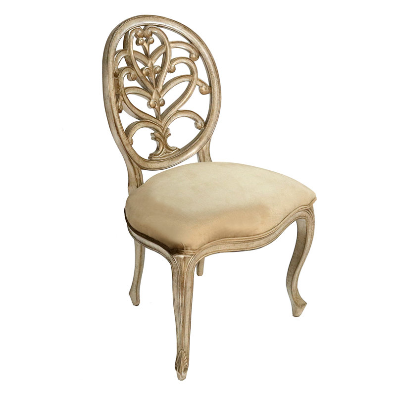 Burslem Upholstered Side Chair, Ivory/Gold