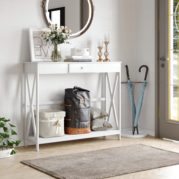 LACK console table, white stained oak, 140x39 cm (551/8x153/8