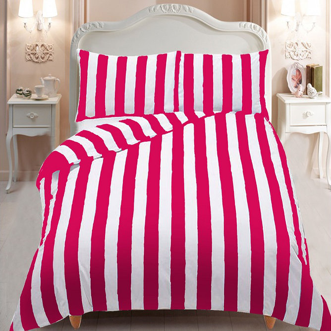 Trumbull Striped Duvet Cover Set with Pillowcases, Kingsize - 2 Pillowcases, Pink