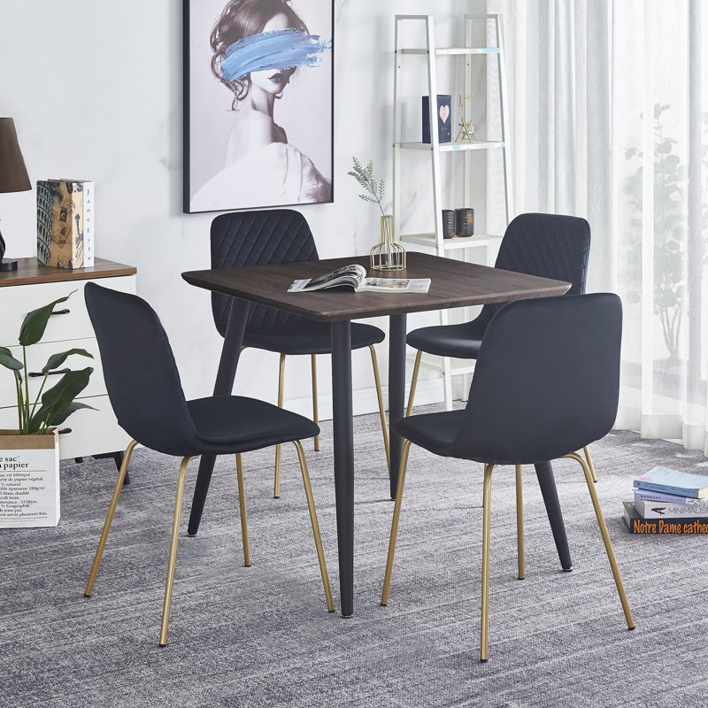 Chaise d'appoint en velours Acesen, Noir, Or