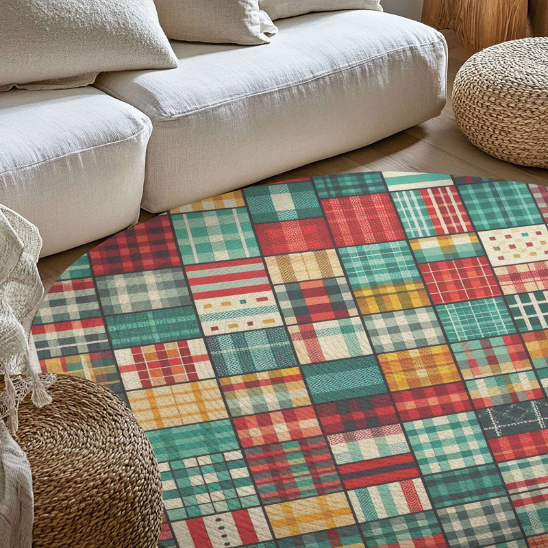 Tapis tressé rétro, Rond 5 pi