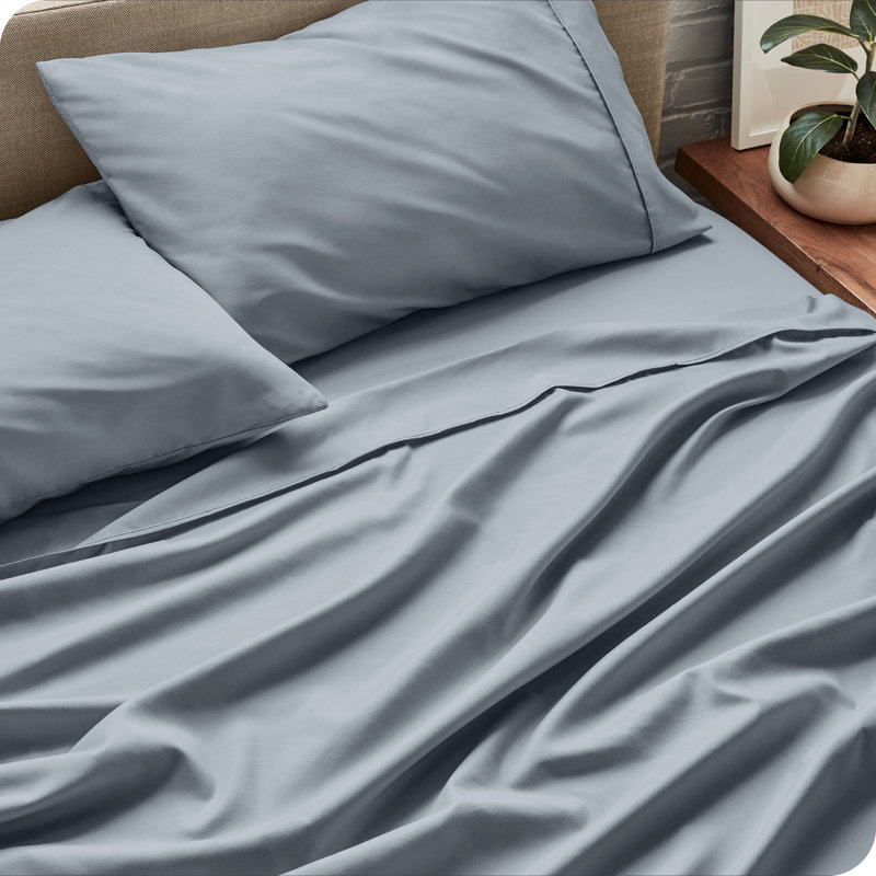 Bare Home Microfiber Sheet Set, Full XL Sheet Set + 1 Fitted Sheet + 2 Pillowcases, Steel Blue