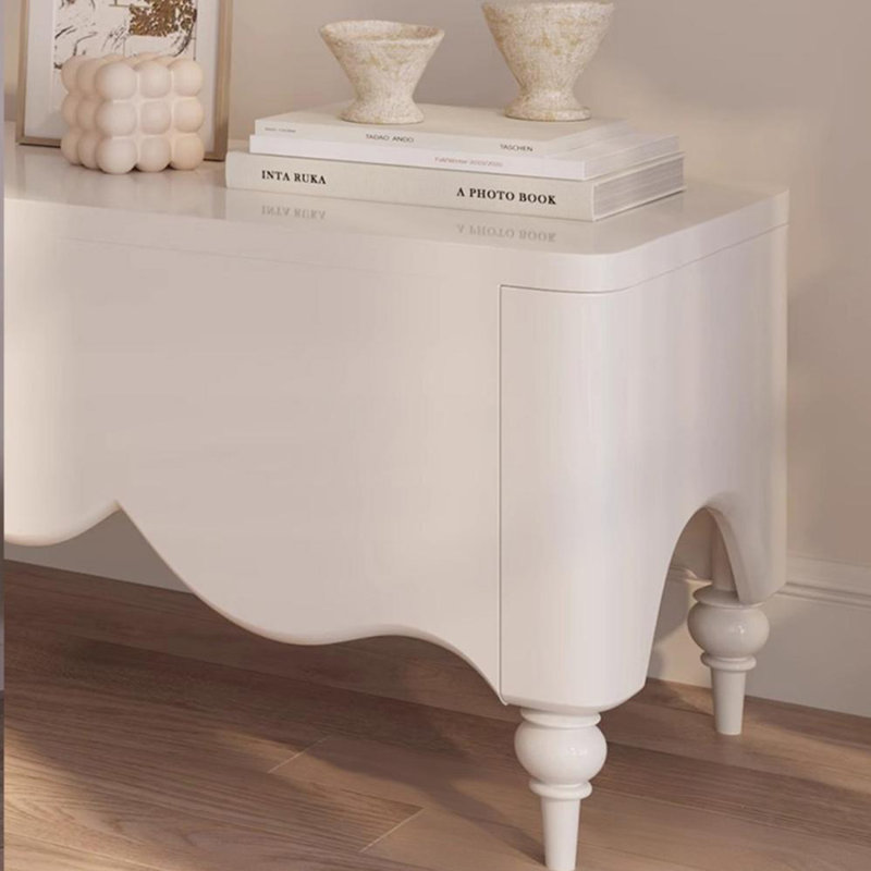 Meuble télé avec design à vagues et rangement rabattable, H 16,14 po x L 86,61 po x l 15,74 po