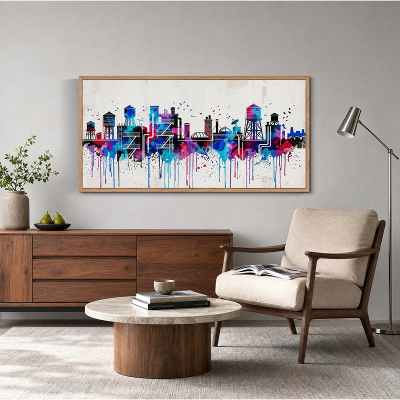 Toile bleue et mauve à l'aquarelle industrielle