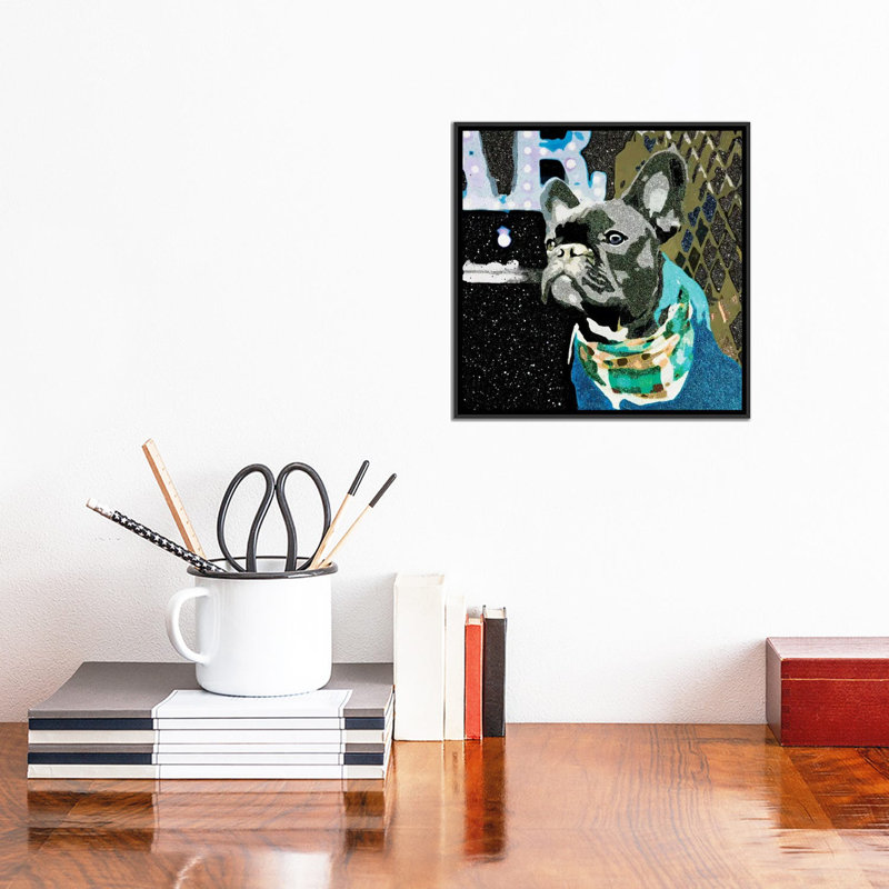 «Biggie in Blue», reproduction d'art sur toile tendue, H 37 po x l 37 po x P 1,5 po, Toile avec cadre noir, Pas de tapis