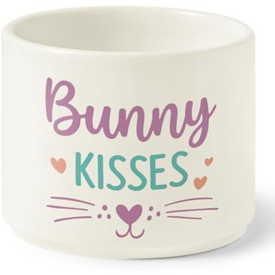 Easter Candy Dish Cauldron - Bunny Mini Ceramic Candy Bowl Tiered Tray Decor, Easter Snack Serving Bowl Table Wishes Accents for Party Birthday Home Kitchen (Colorful Bunny Kisses)