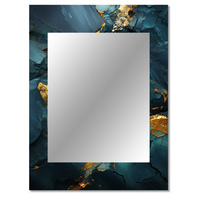 Gold and Green abstract marble design IV - Marble Decorative Wall Mirror, Modern Mirror, Printed Metal Art