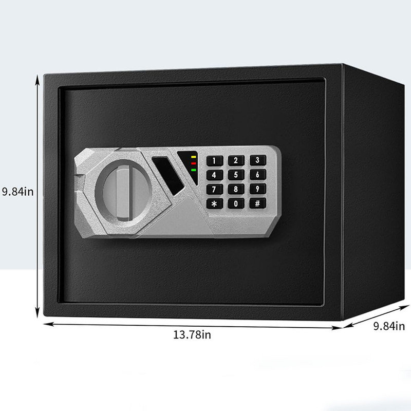 Steel Security Lock Box with Removable Shelf, Digital Electronic Keypad, Alarm System & Emergency USB-C Cable