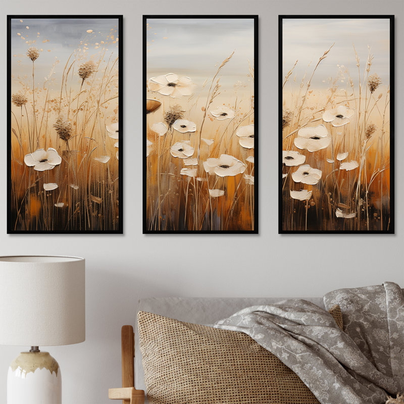 Minimalisme «Meadow Magic I», ensemble de reproductions d'art mural, Cadre flottant noir, H 40 po x l 60 po x P 1 po