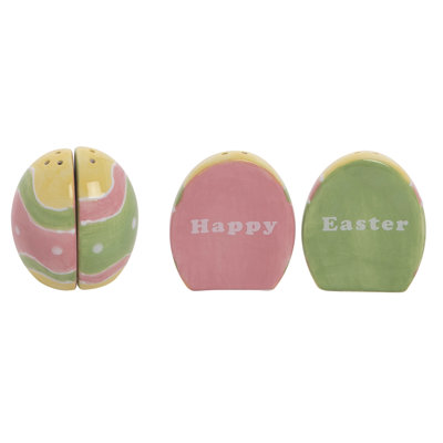 Ensemble de 2 salières et poivrières multicolores à œuf de Pâques multicolores Transpac Dolomite