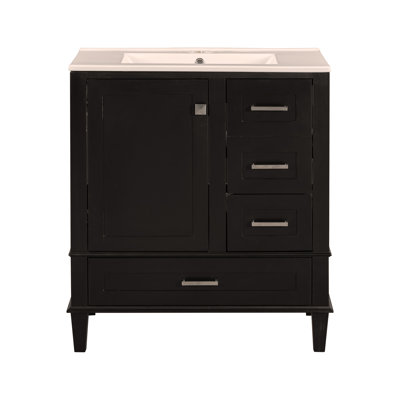 Ensemble de meuble-lavabo 30 po, ensemble d'armoire de salle de bain avec lavabo, armoire de rangement avec porte à fermeture douce et 3 tiroirs
