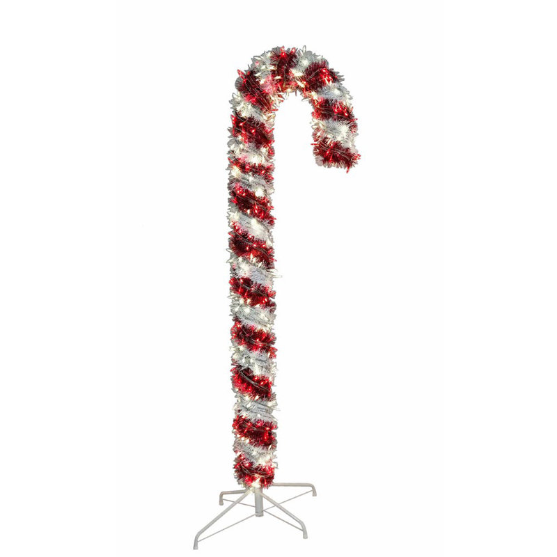 Tinsel Candy Cane Lighted Display, 72" H x 5.5" W x 19" D