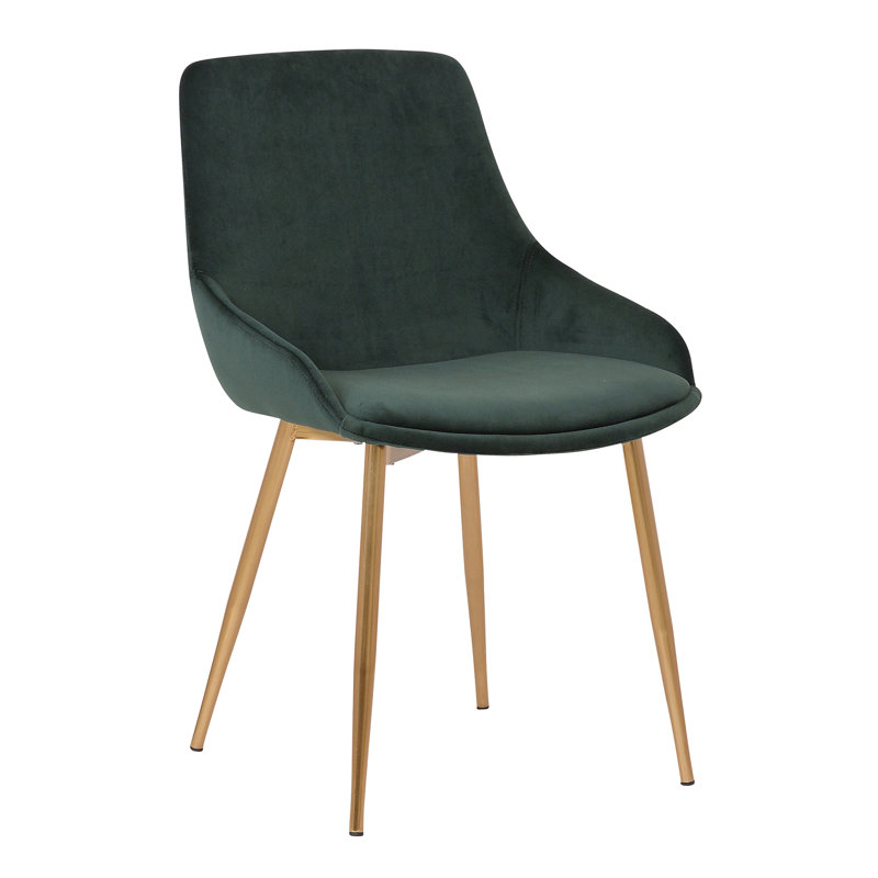 Aayana Dining Accent Chair in Velvet with Metal Legs, Pink, Gold