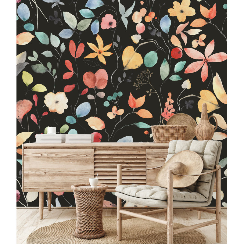 Floral Wall Mural, 100" W x 8.33" L