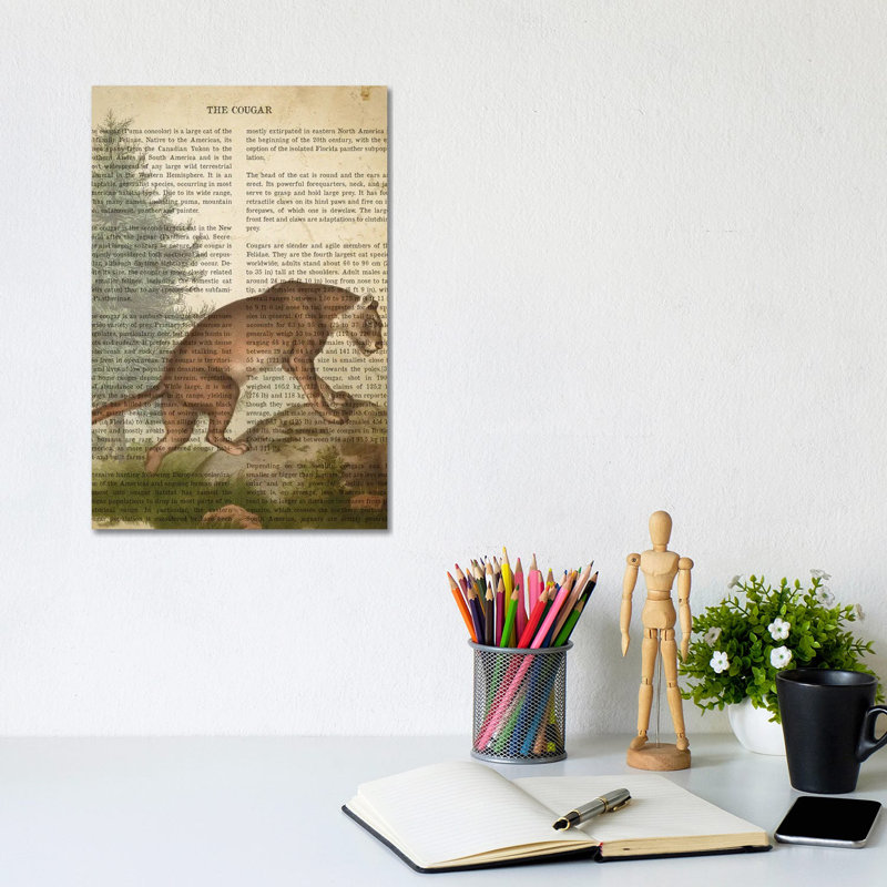 Vintage Cougar Print by Aged Pixel - No Frame Gallery-Wrapped Canvas Giclée on Canvas, 30.48cm H x 20.32cm W