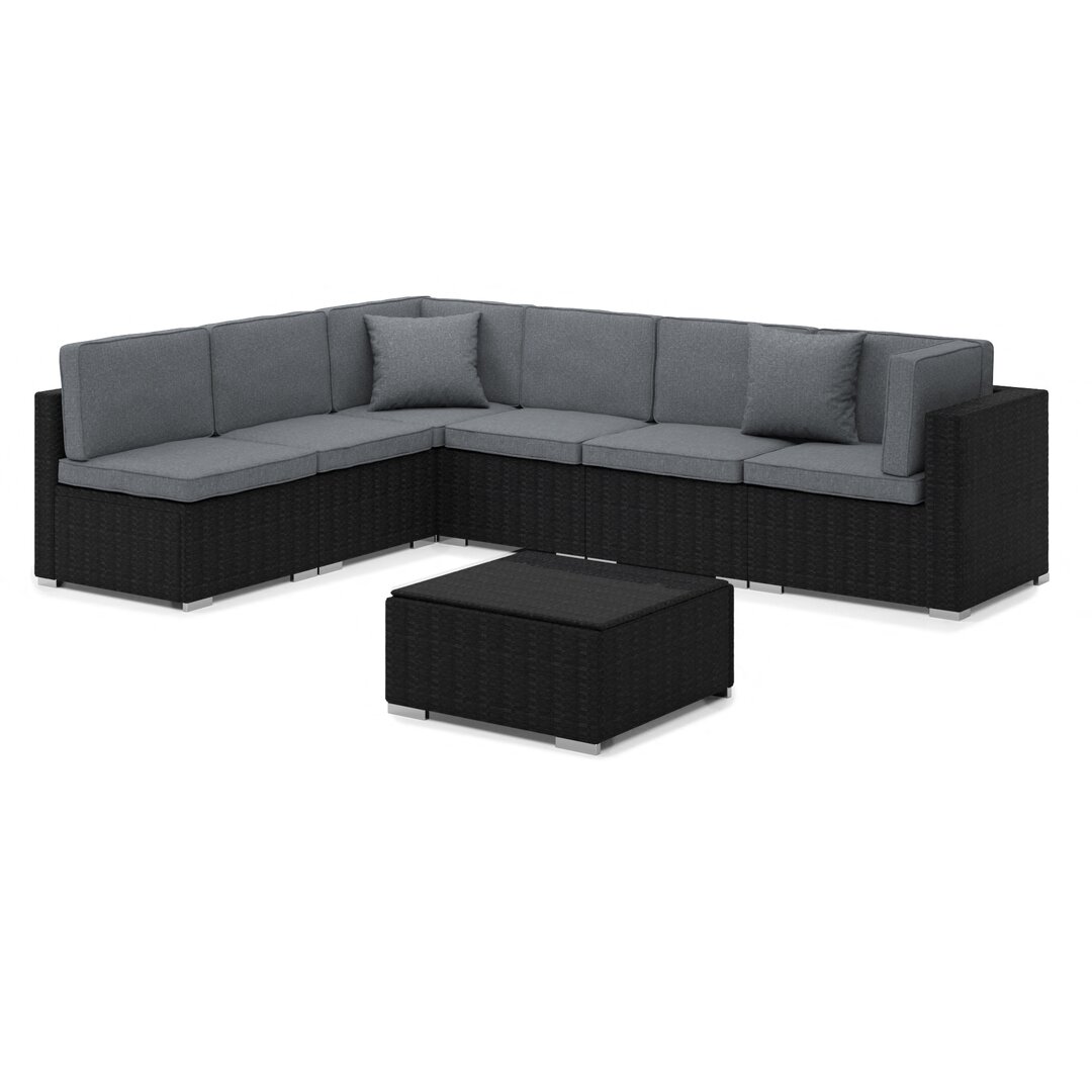 6-Sitzer Lounge-Set Bethpage aus Rattan mit Polster