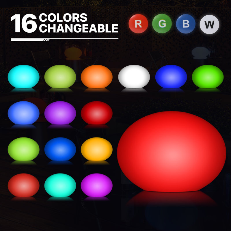 Eiren LED Oblate Ball Light, RGB Colour Changing Lamp with Remote, Rechargeable Bar Table Decor Light