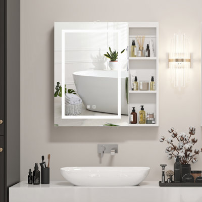 70mm W 70mm H Wall Mounted Required Frameless Medicine Cabinet Mirror 4 Fixed