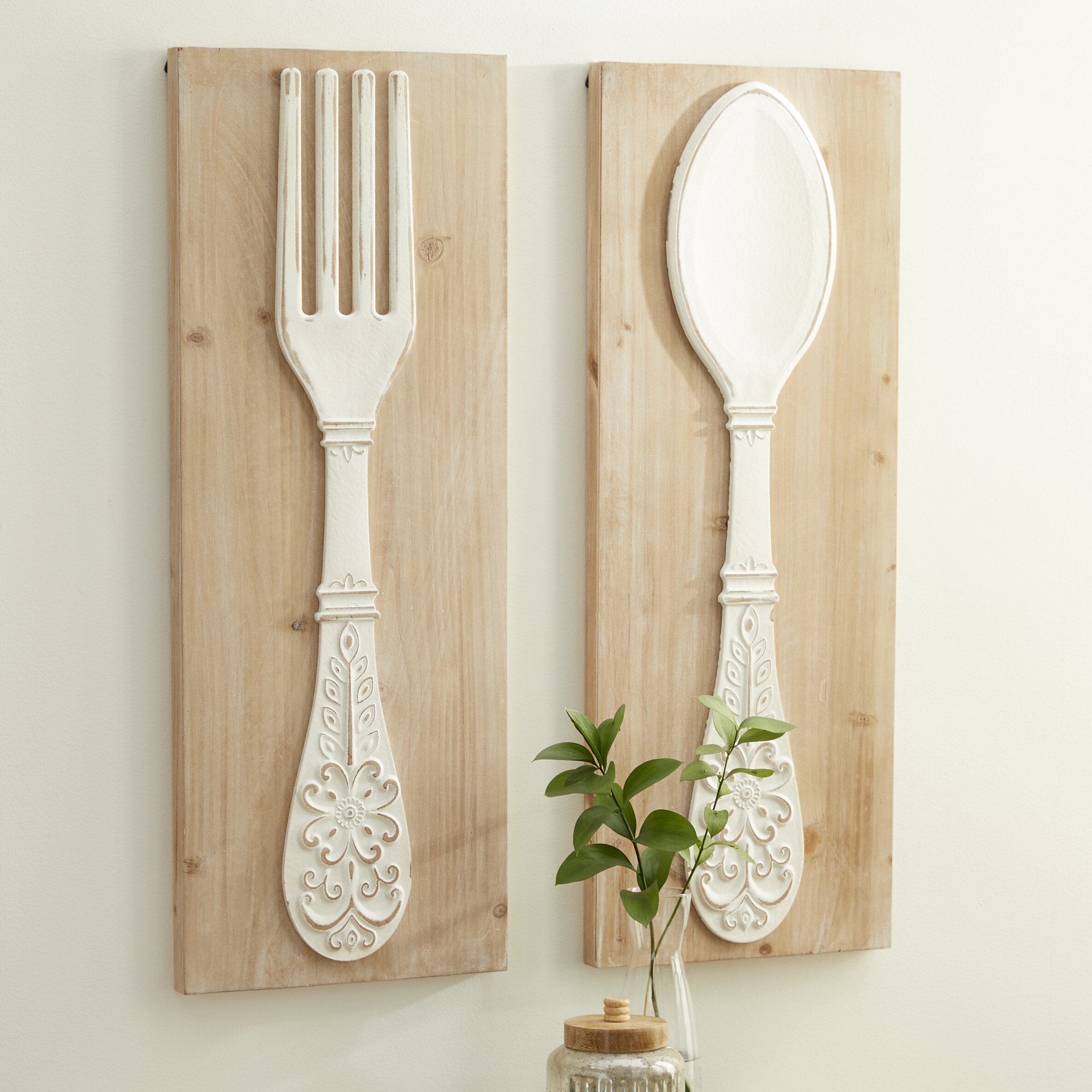 Knife Fork and Spoon Wall Decor Wooden Kitchen Decor Large Fork