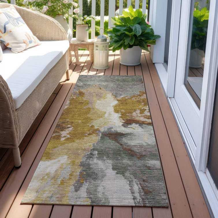 Machine Washable Indoor/Outdoor Claudian ACN1632 Gold Rug