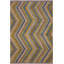 Tapis vert / violet / ivoire en laine à motif de chevrons fait à la main 5 pi 5 po x 8 pi 3 po Madee