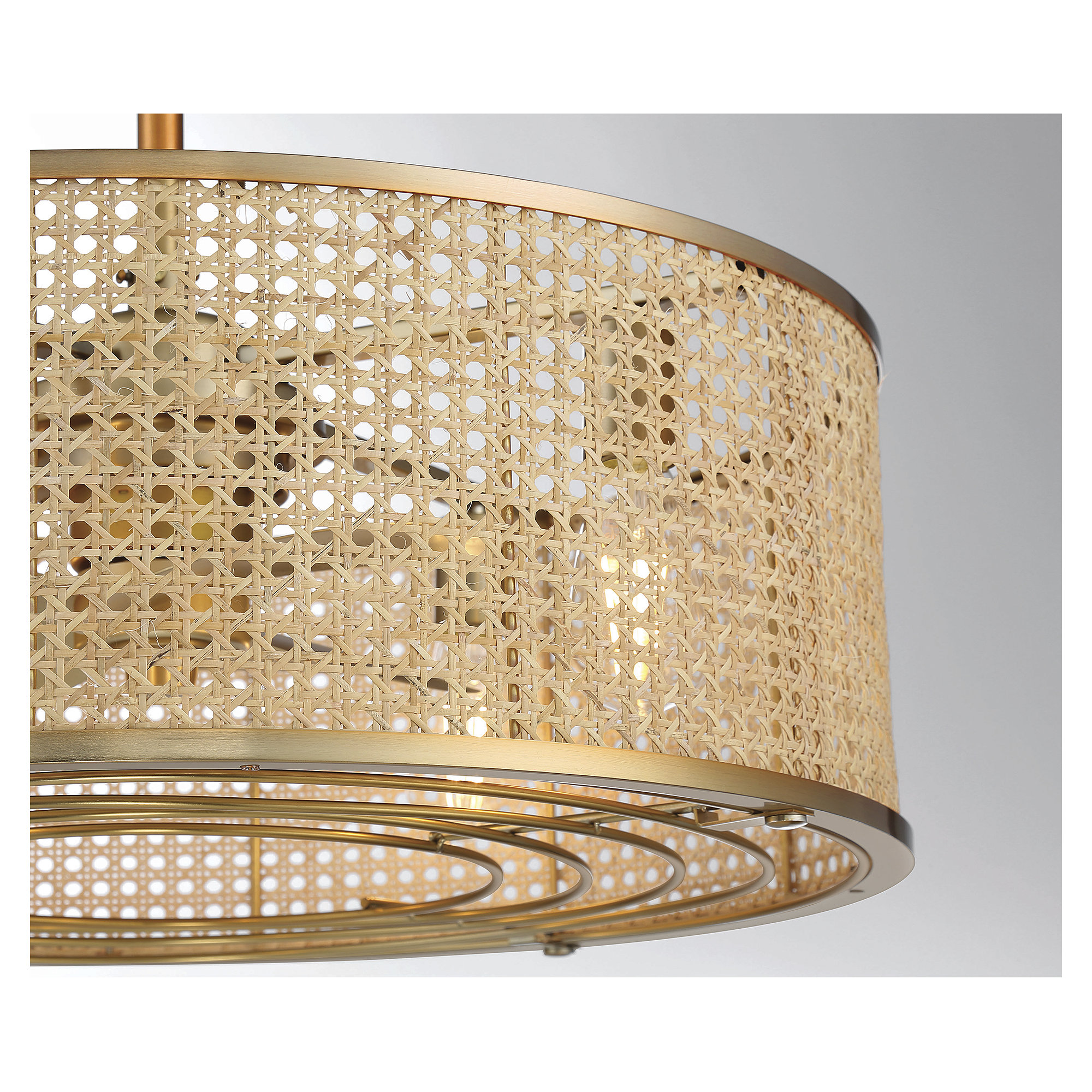 Hampson 25" 4-Light Fandelier with Remote Control, Brass