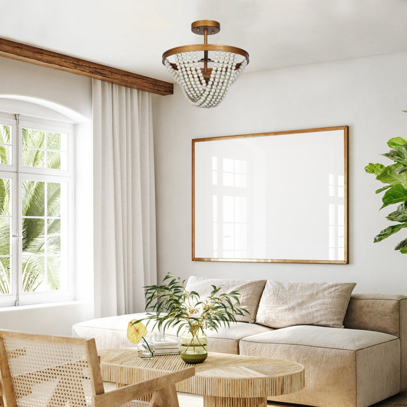 Abriell Modern 3-Light 14'' Beaded Semi Flush Mount