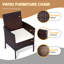Ensemble de meubles de patio 3 pièces, ensemble de fauteuils d'extérieur en osier avec table basse et coussin épais, noir et blanc