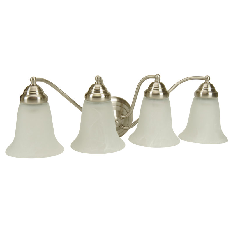 Éclairage pour meuble-lavabo 4 lumières Godines, Bronze huilé, Blanc