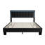 Lit double Jiana, revêtement en laine gris anthracite, tête de lit à DEL-117559668