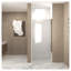 Porte de douche pivotante 32 po x 72 po avec verre trempé de 6 mm, demi-cadre en aluminium chromé, film antidéflagrant pour la séparation de la salle de bain à sec ou à sec
