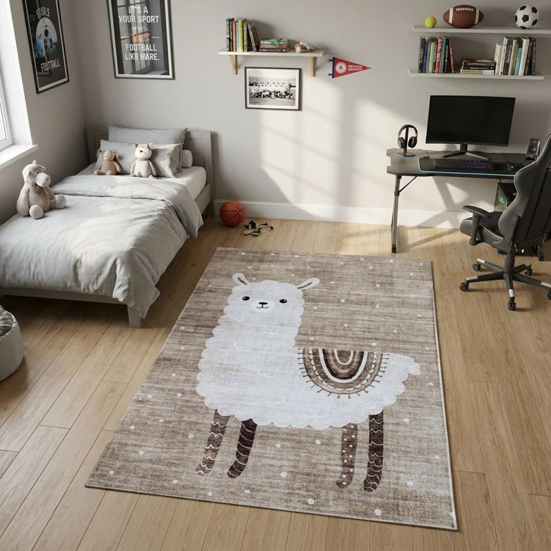 Tapis pour enfant juvénile brun et beige 4 pi x 6 pi