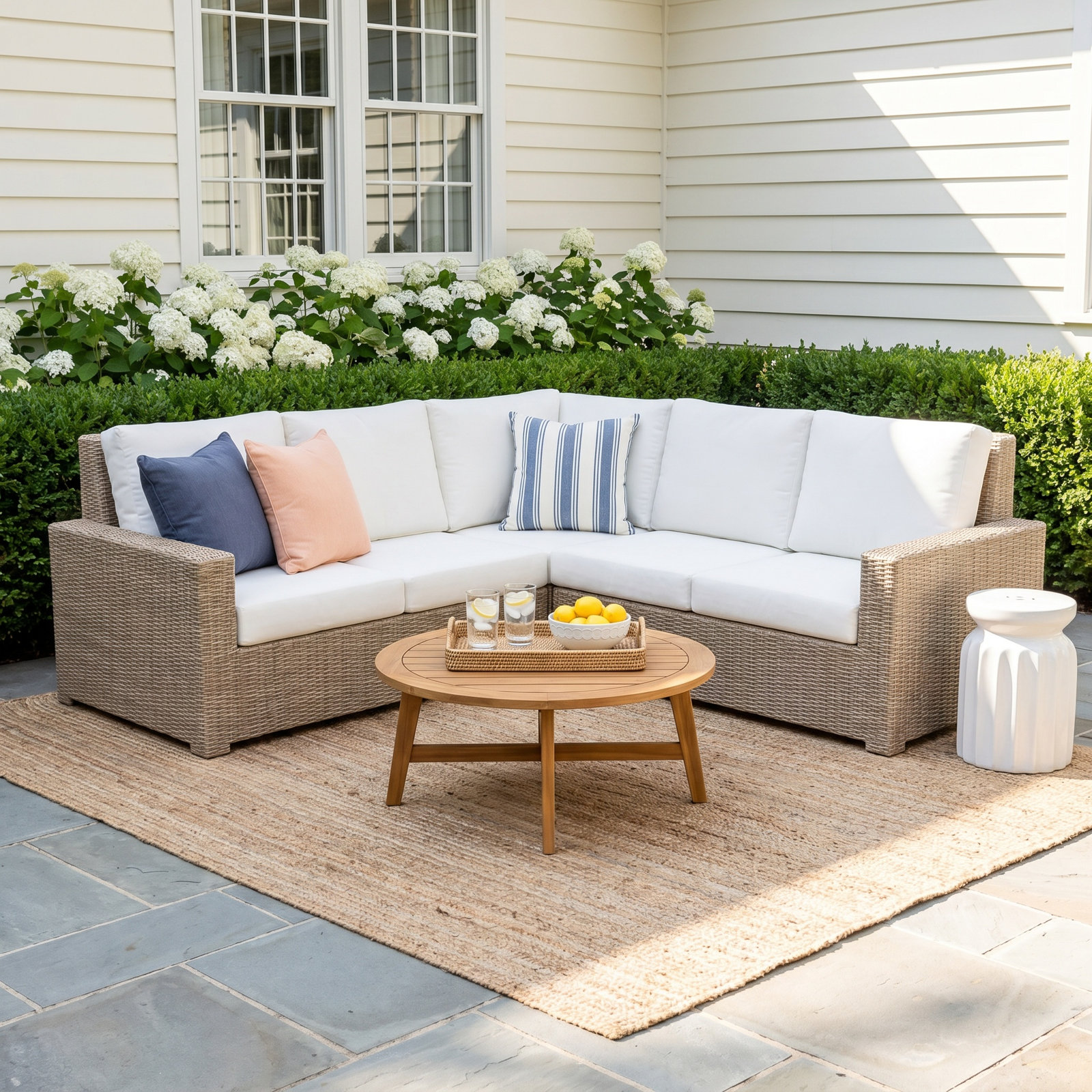 Henri 91" Patio Sectional Set, Canvas Fern