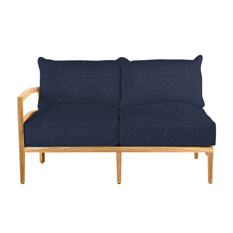 Canapé modulaire en teck Santa Barbara, Welt + bourre standard, Indigo Intermix, Teck naturel