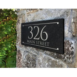 Black Granite Rectangle Trajan Engraved 2-Line Address Sign