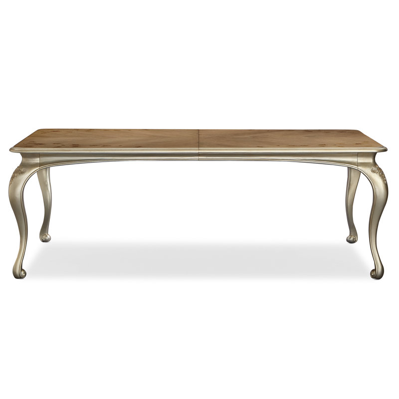 Fontainebleau Rectangular Brown and Gold Extendable Dining Table