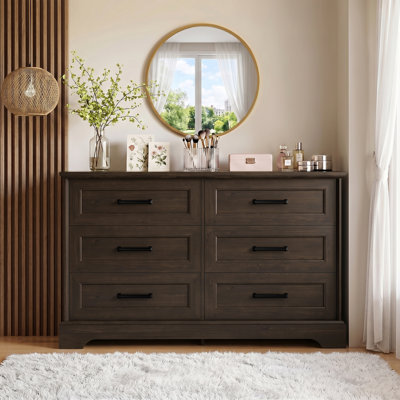 47" 6 Drawer Dresser,Double Dresser For Bedroom, High Quality Chest Of Drawers For Living Room, Hallway, Closet