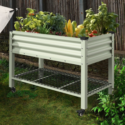 Elevated Galvanised Steel Planter With Wheels