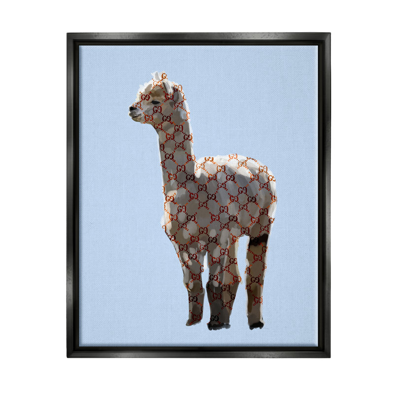 «Glam Llama Fashion» par Amelia Noyes - impression, H 21 po x l 17 po x P 1,7 po, Cadre flottant noir de jais