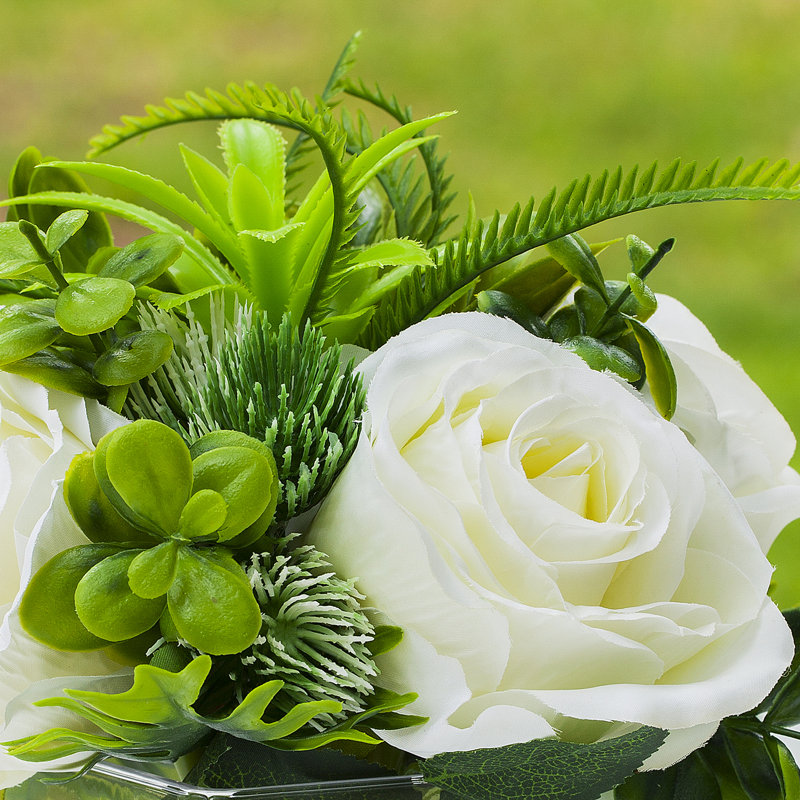 Faux Silk Rose Arrangement in Vase