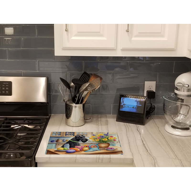 Decorating Easter Kerry Blue Terrier Glass Cutting Board
