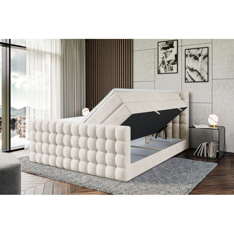 Brandalucci Pocket Spring Mattress Divan Bed Base, 200 x 200 cm, Beige
