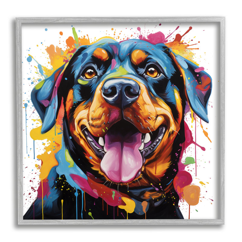 «Rottweiler with Paint Splash» encadré sur bois par Marybeth Cunningham, Estampe numérique Farmhouse
