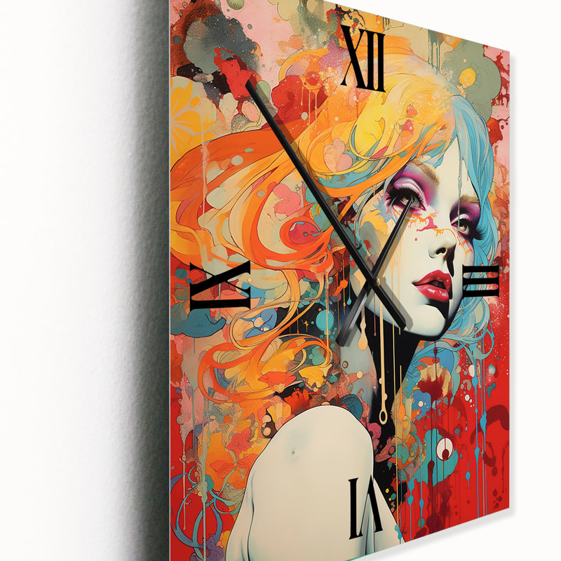 Horloge murale rétro rétro femme, H 32 po x l 16 po x P 1 po