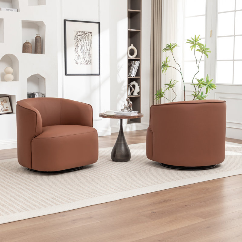 Fauteuil demi-tonneau pivotant de 32 po Tybias, Dark Brown