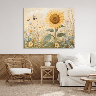 Sunflower Wonder Floral Meadow Canvas, conception de Petal Prints Design