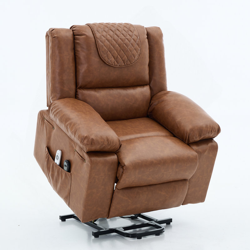 Fauteuil inclinable chauffant et chauffant en polyuréthane brun pour personnes âgées, Brun