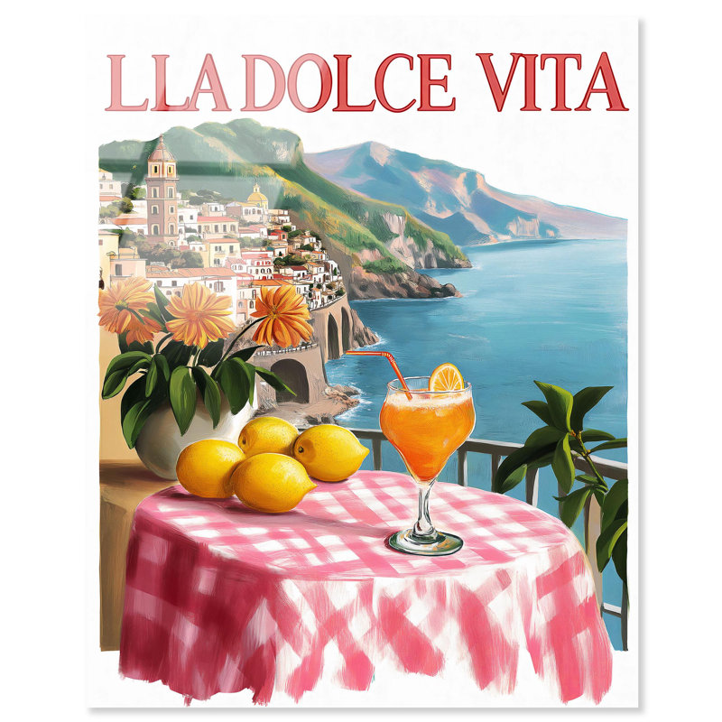 Impression rétro sur toile Dolce Vita, H 20 po x l 16 po