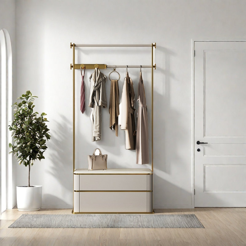 Luxury Wardrobe with Stainless Steel Frame, Griege