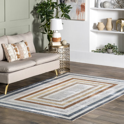  Alienor SpinClean Striped Machine Washable Area Rug